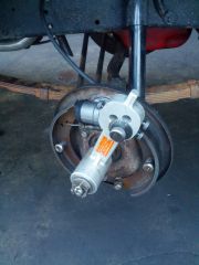 Brake Adjustment Tool in use