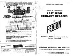 Fenton Headers Instructions and Fenton Intake Reference  - page 1