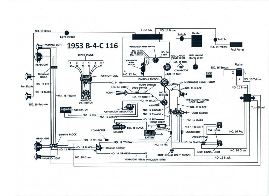 1953 B4C Wiring diagram - Mopar Flathead Truck Forum - P15 ... 1998 dodge truck wiring diagram 