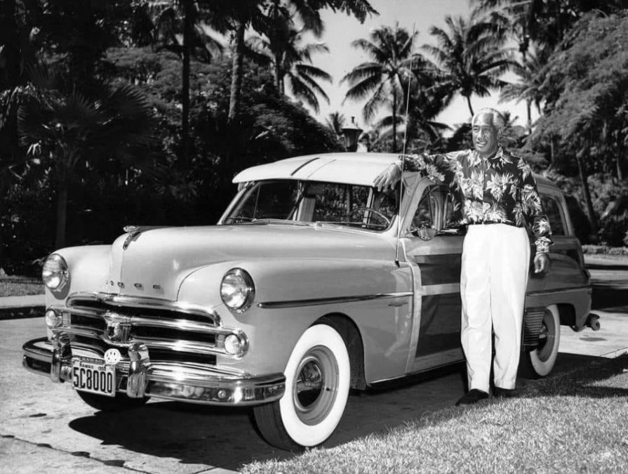 Duke Big Kahuna Kahanamoku & 1950 Dodge Wagon.jpg